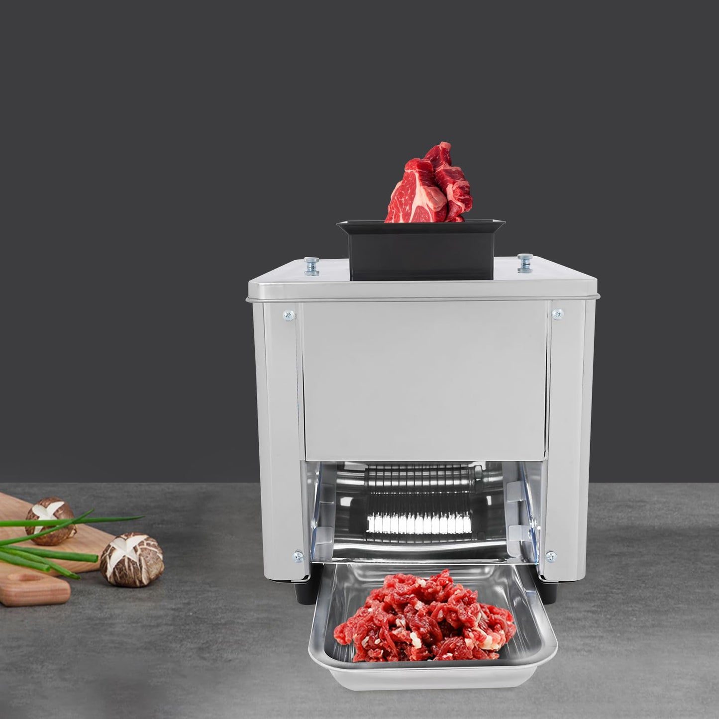 850W Electric Meat Cutter Machine, 7mm Thickness 330lb/h Commercial Meat Slicer Shredded Cutting Machine, Stainless Steel Food Cutting Slicer for Slices Strips Cubes Minced Meat, Low Noise