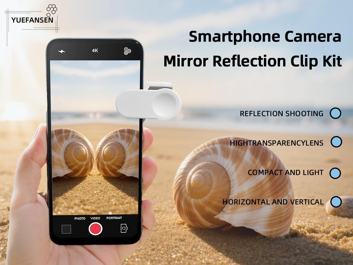 2-in-1 Sky Mirror Reflection Selfie Clip Kit Mirror & Reflection Filter Compatible with iPhone/Android Rear Camera