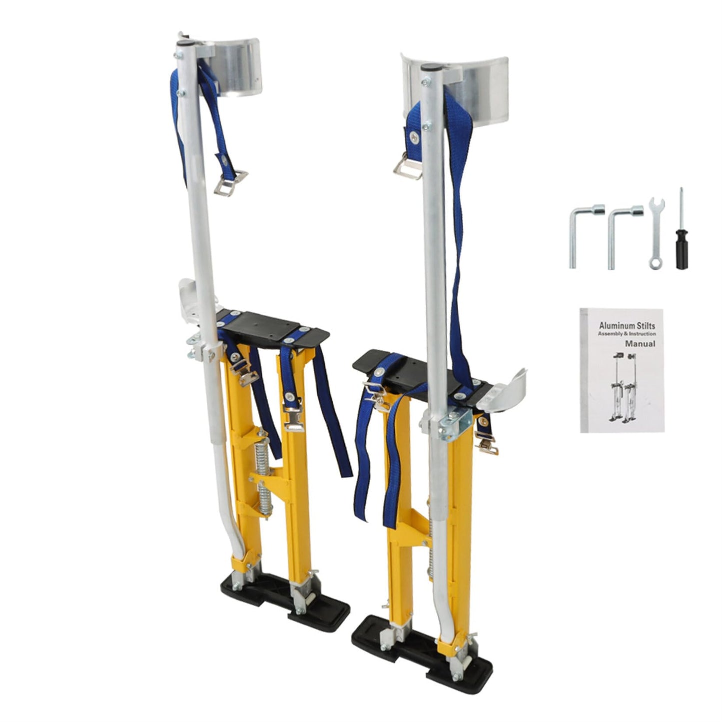 findmall 24-40 Inch Drywall Stilts Yellow Adjustable Aluminum Stilt Tool Fit for Painting or Cleaning
