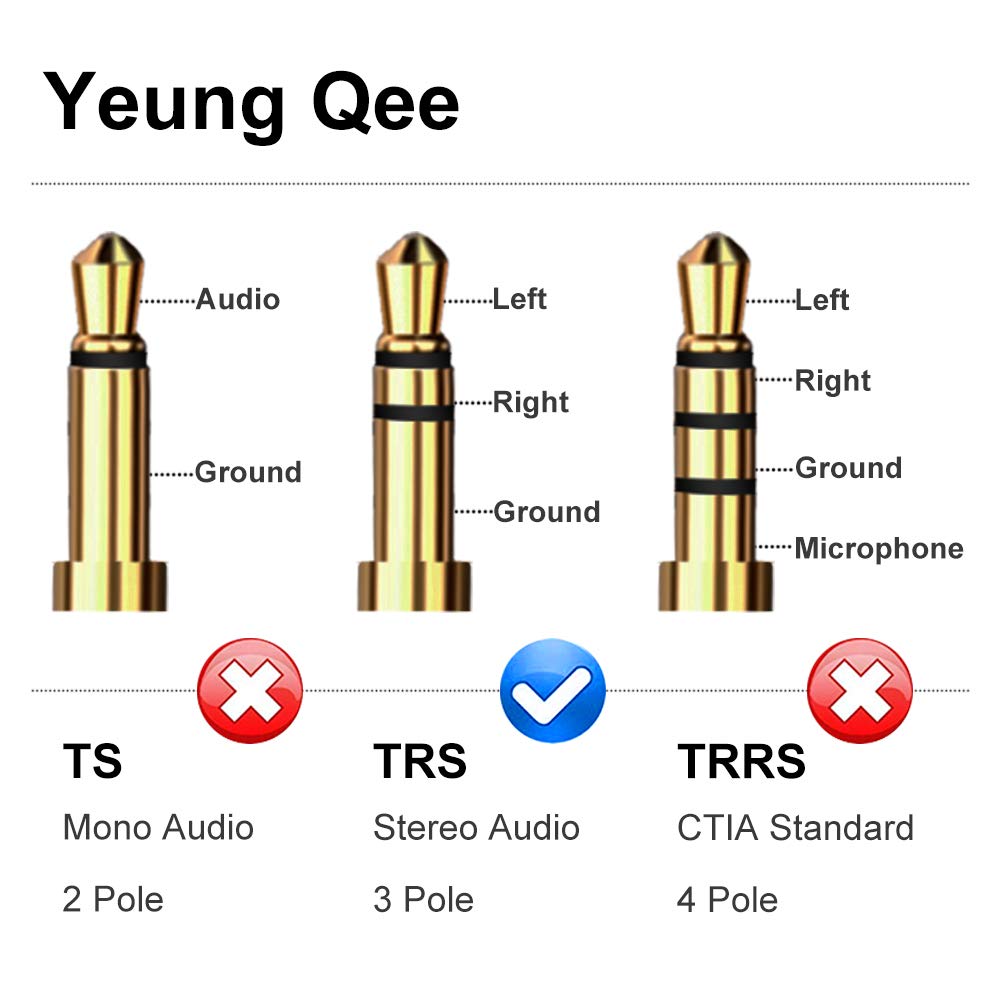 Yeung Qee 3.5mm 1ft, 3.5mm (1FT/0.3M) Aux Cable Nylon Braided Male to Male Stereo Audio Cable Audio Auxiliary Input
