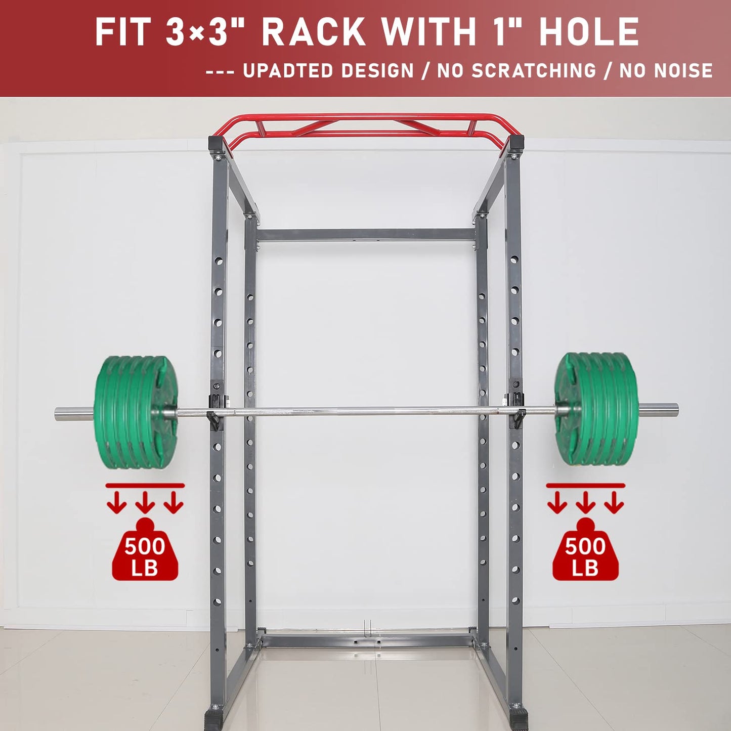 SYL Fitness J-Hooks for 3x3" Power Rack with 1" Hole, Barbell Holder/Squat Rack Accessories J Cups