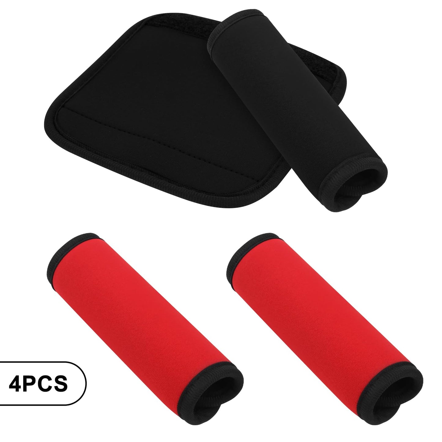 4 Pack Barbell Grips Pad, 2 Red 2 Black Dumbbell Handle Grips Barbell Grips for Weightlifting, Non-Slip Bar Wrap Cushion for Home Gym Fitness, Protective Pads Grip for Pull Up Bar, Horizontal Bar, Deadlift