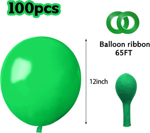 Green Balloons | 12-Inch Thick Latex Balloons for Christmas Party Decorations - 100 Pack
