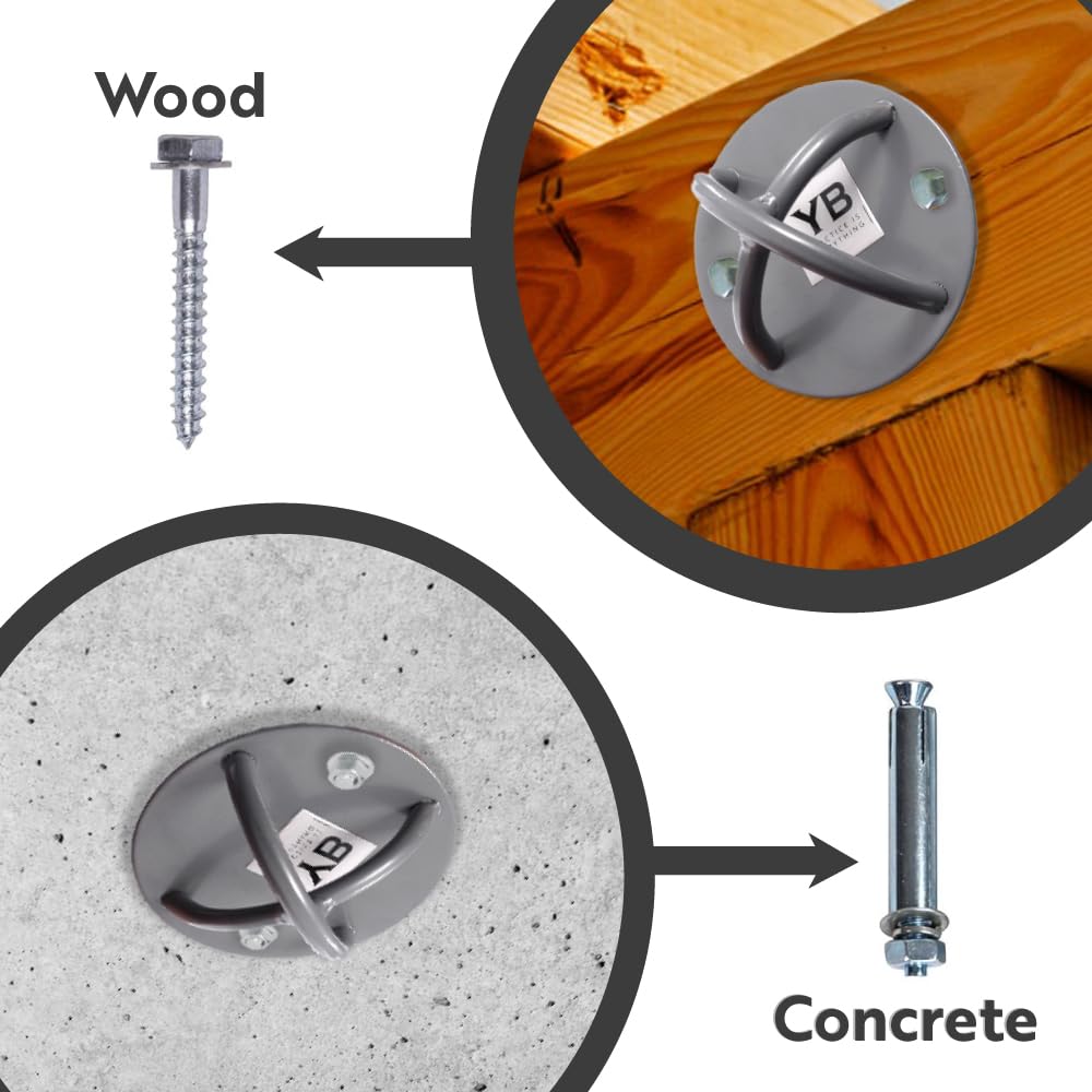 Ceiling Hooks - Industrial Strength Hold Up to 600 lbs, Includes Anchors & Bolts Yoga Starter Set - Suitable for Gym Rings, Suspensions, Indoor/Outdoor Use