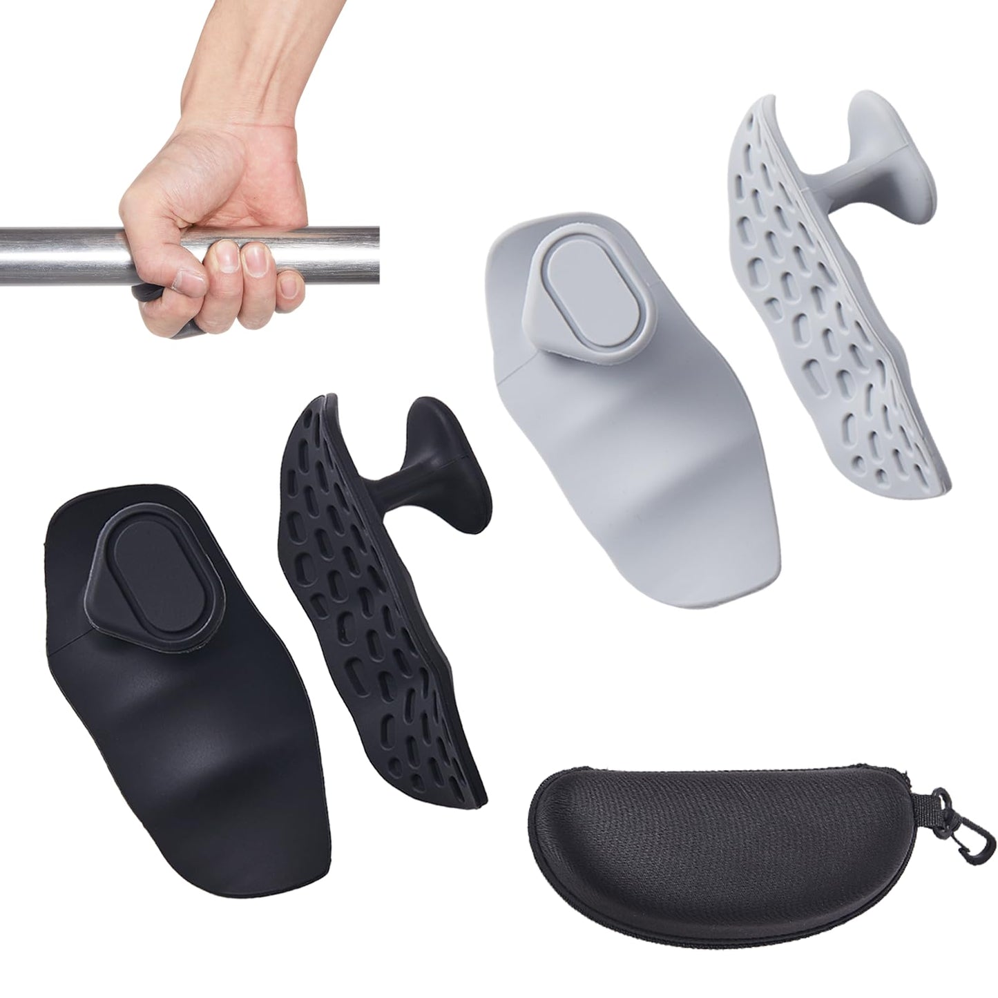 Yizerel Anti-Slip Workout Rubber Weight Grips, Ergonomic Rubber Hand Protector Gloves for Weight Lifting Palm Protection, Anti-Slip Gym Grips for Pull-Ups Training and Exercise Men Women, 2 Pairs