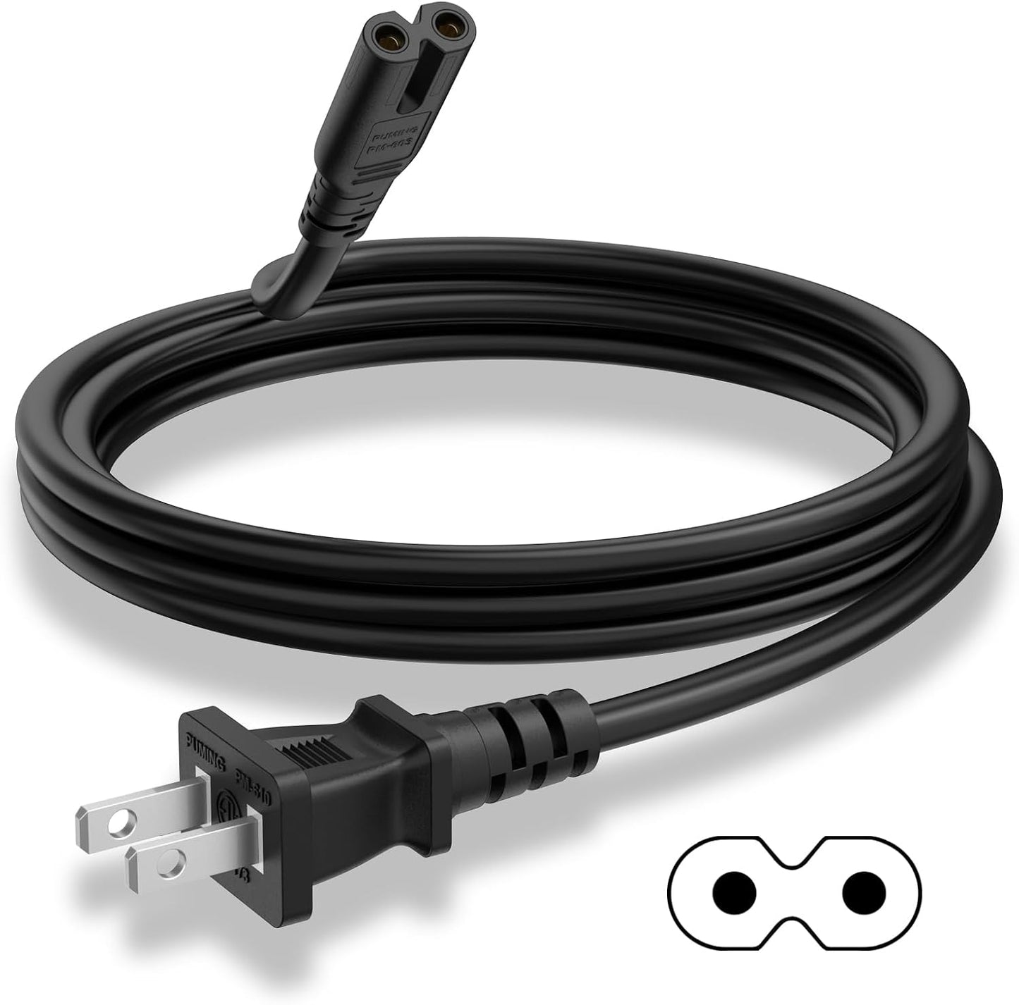 Meliya 5FT PS5/PS4/PS3 2 AC Power Cord for Sony Slim, Xbox Series S/X, Xbox One S/X, TV, Speaker, Printers, Monitor