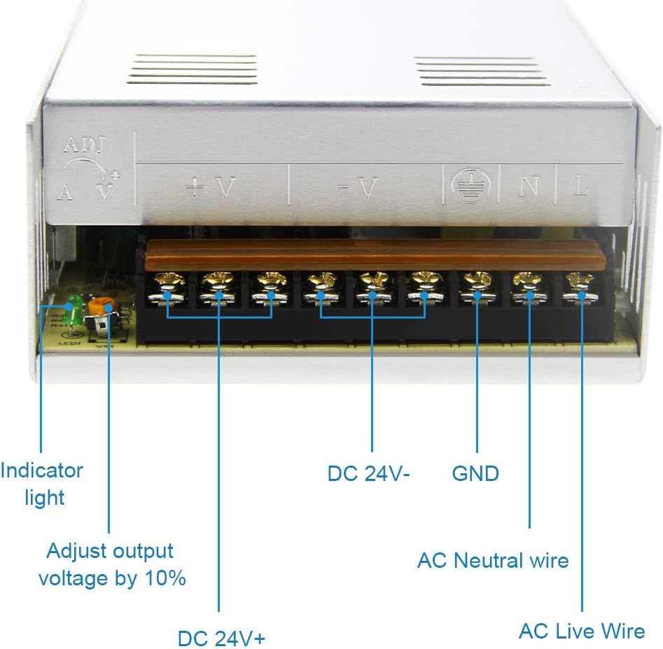 24V 15A 360W 24 15 110V 220V 3D SHNITPWR DC Power Supply AC/DC Adapter, Volt Amp Switching Power Converter Transformer