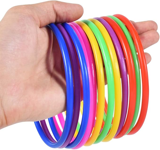 OBTANIM 24 Pcs Plastic Ring Toss Game for Kids and Outdoor Toss Rings for Speed and Agility Practice Game, Random Colors