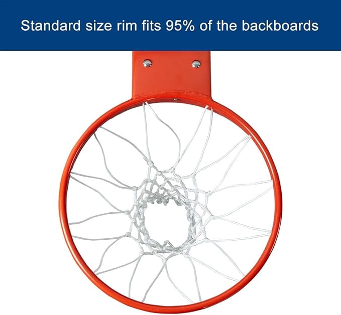 Professional 180º Heavy Duty Breakaway Basketball Rim，18 inch Single Spring Flex Rim Goal Replacement fit Indoor and Outdoor Backboard