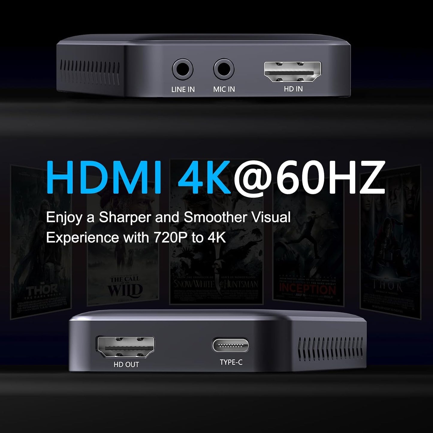 RuiPuo 4K 60HZ 1080P/60Hz 3.0 7/8/8.1/10/11, Video Capture Card, Single HDMI Input Video Capture Card HDMI to USB Audio