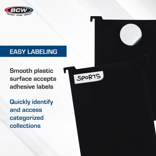 BCW Magazine & Document Bin Partitions - 3 Pack | Smooth Black Plastic Finish, Works With Adhesive Labels | Magazine Dividers Fit Magazine & Document Bin | Magazine Storage Accessories