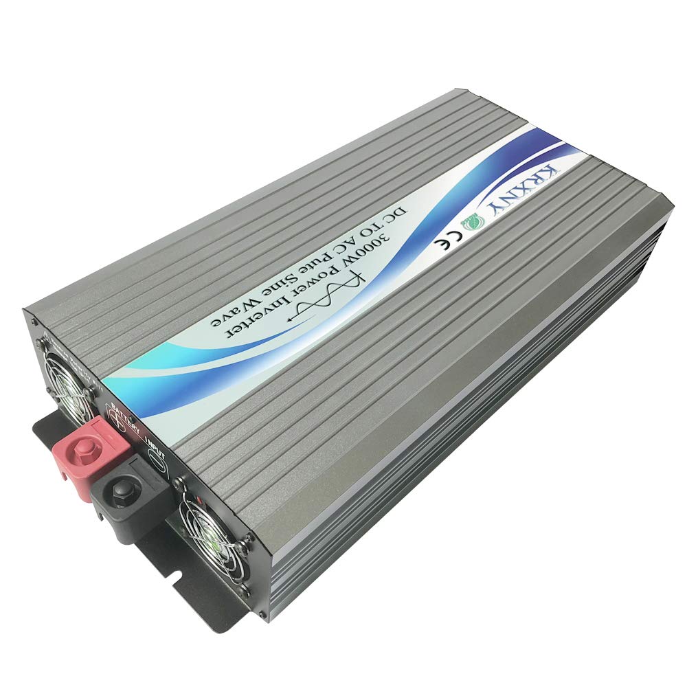 KRXNY 3000W Off Grid Pure Sine Wave Power Inverter 48V DC to 110V 120V AC with LCD Display for RV Camping Truck Home Solar