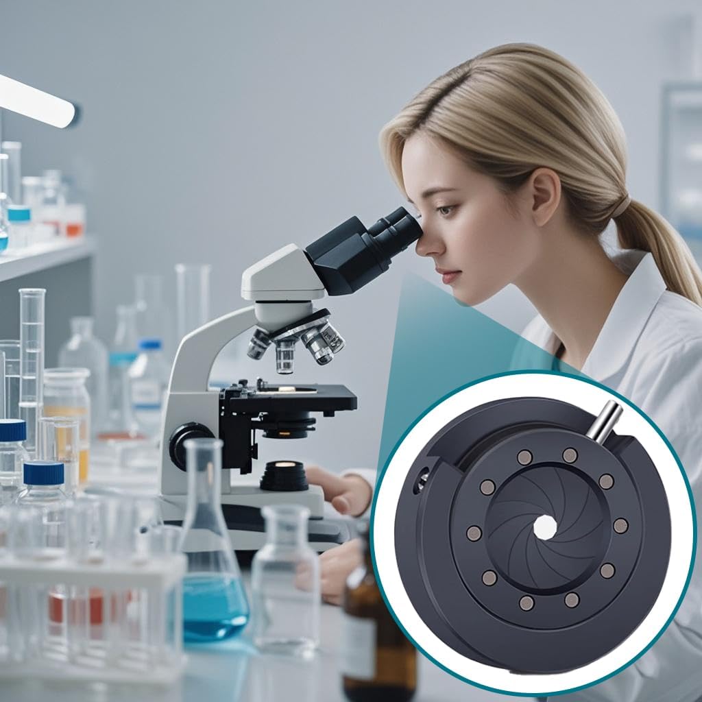 FotoAene M4 Microscope(SK12+M4) Microscope Adjustable Iris with Threaded Port Aperture Diaphragm Aperture Adjustable