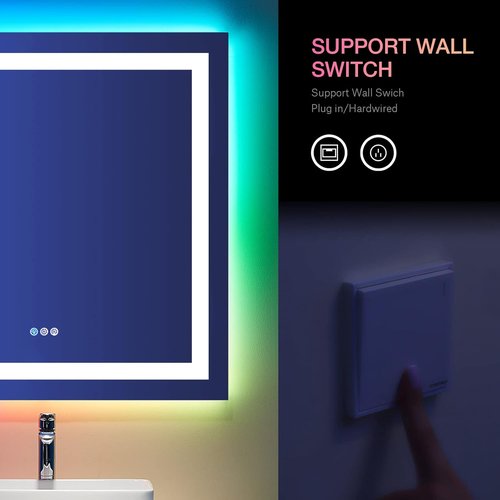 LOAAO LED Bathroom Mirror - 36" x 36" Anti-Fog, Dimmable & RGB Backlit | Stylish Vanity Mirror with Memory Function