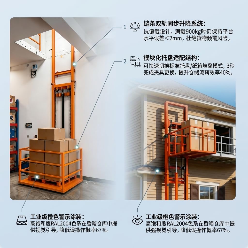 Home Elevator Lift System Dumbwaiter Elevator Home Factory Warehouse Wall Mounted Freight Elevator, 9.8 Ft Electric Hydraulic Lift Platform Table 2200lbs