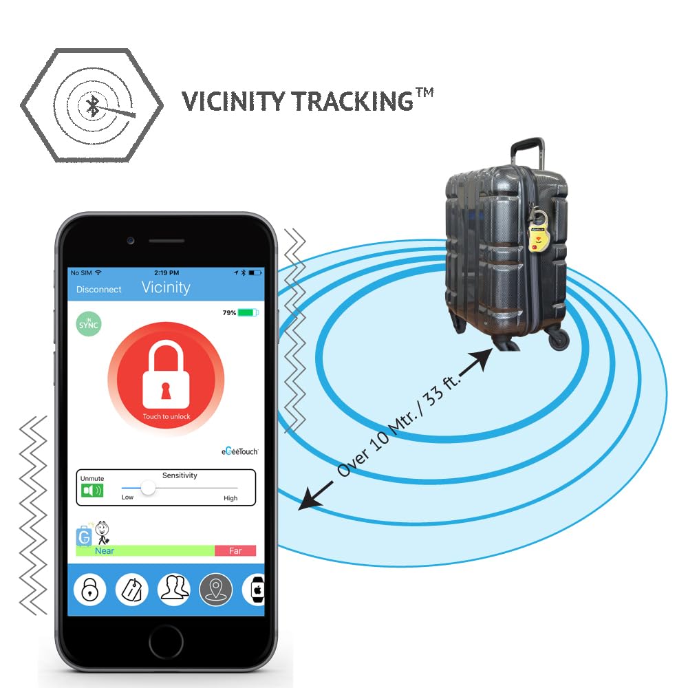 eGeeTouch Smart Travel Lock-Secure & Track Your Luggage/Backpack Anywhere You go.. (Mix 2 Pack)