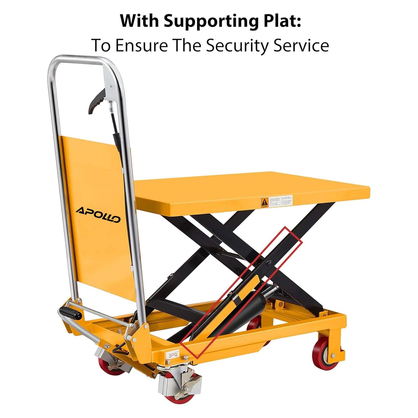APOLLOLIFT Hydraulic Lift Table, 330lbs Capacity 29.1" Lifting Height, Single Scissor Lift Table Cart with 4 Wheels and Safety Back Guard for Material Handling and Transportation
