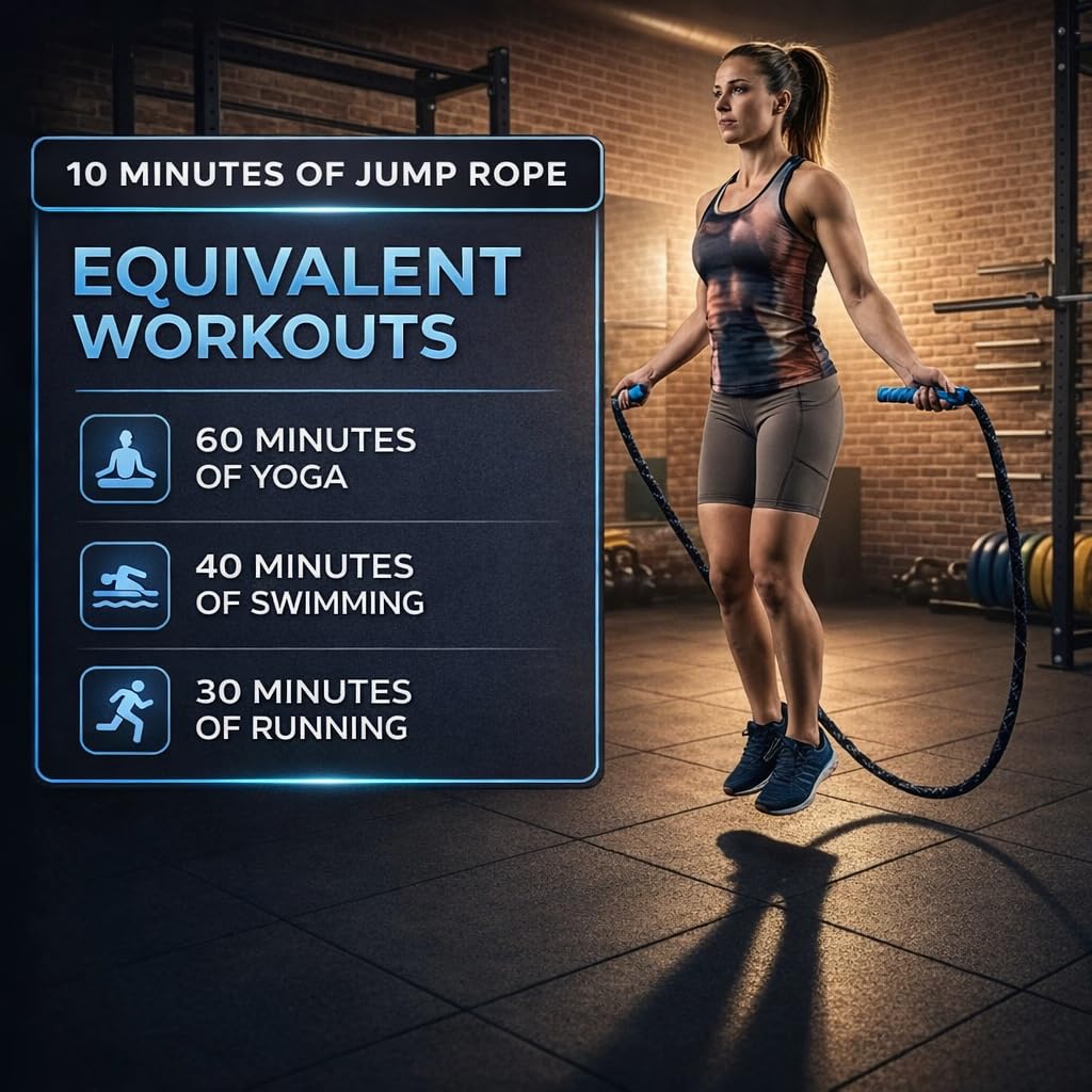 Weighted Jump Rope - 2.9lbs, 9.9 Feet Long Jump Ropes for Fitness, Home Workout Rope, Skipping Rope for Exercise, Total Body Workout Equipment, Durable Jumping Rope by Fitby