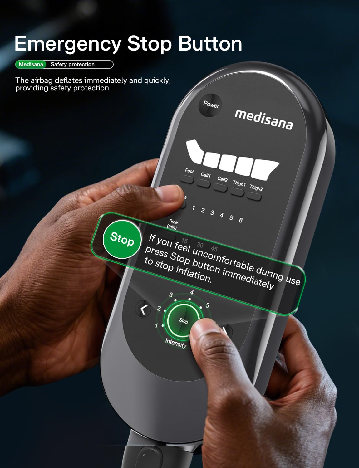 Medisana Leg Compression Massager for Circulation, Compression Boots with 6 Modes & 7 Intensities, Rechargeable Full Leg Massager for Athletes, Muscle Recovery & Pain Relief, Christmas Gifts