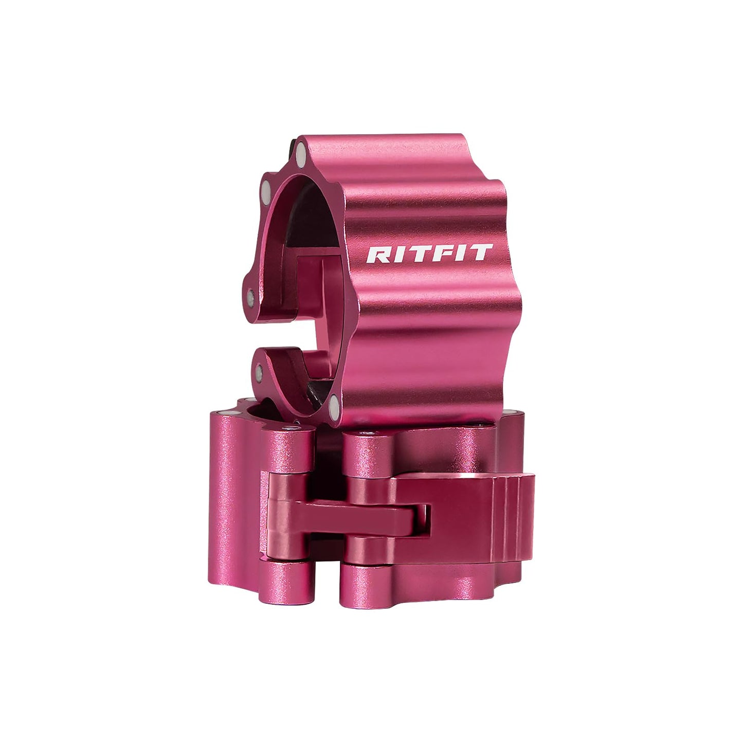 RitFit 2-Inch Magnetic Barbell Collars Locking Clamps - Heavy Duty Aluminum Alloy, Quick Release with Non-Slip TPR Pads for Olympic Weightlifting Powerlifting Training (Pair), Pink