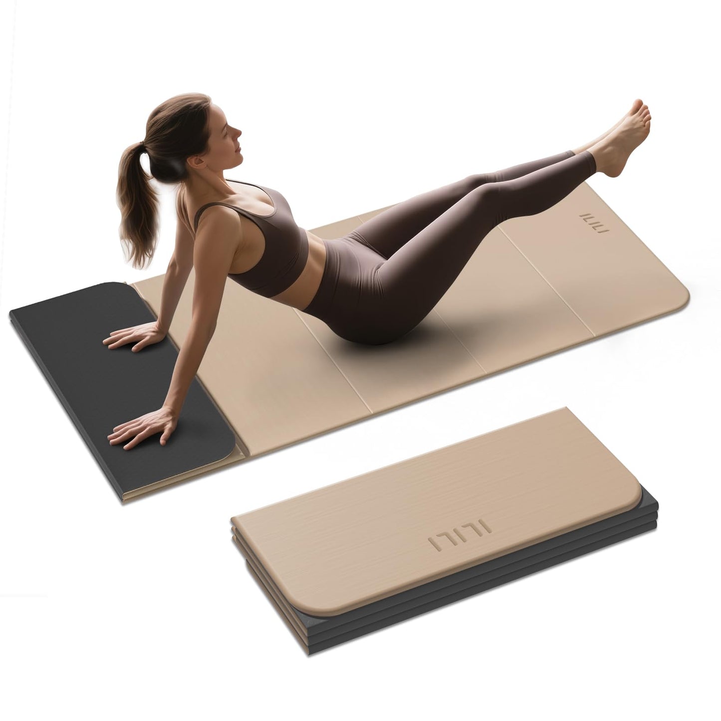 ILILI Foldable Yoga Mat, 10mm Thick, TPE Material, Extra Long 75"L x 26"W, Soft and Comfortable Folding Mat 0.4 Inches, Easy to Carry and Store, 190*66cm Portable Multi-Functional Use for Yoga, Home Exercise & Outdoor