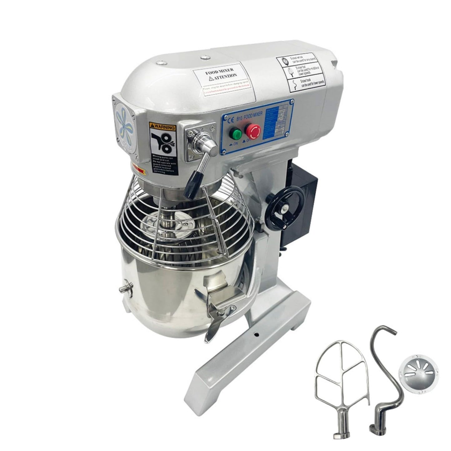 BEILOCKERY 15L Commercial Food Stand Mixer, 3-Speeds Adjustable 110V Dough Mixer, 450W Electric Dough Mixing Machine with 3 Mixing Tools