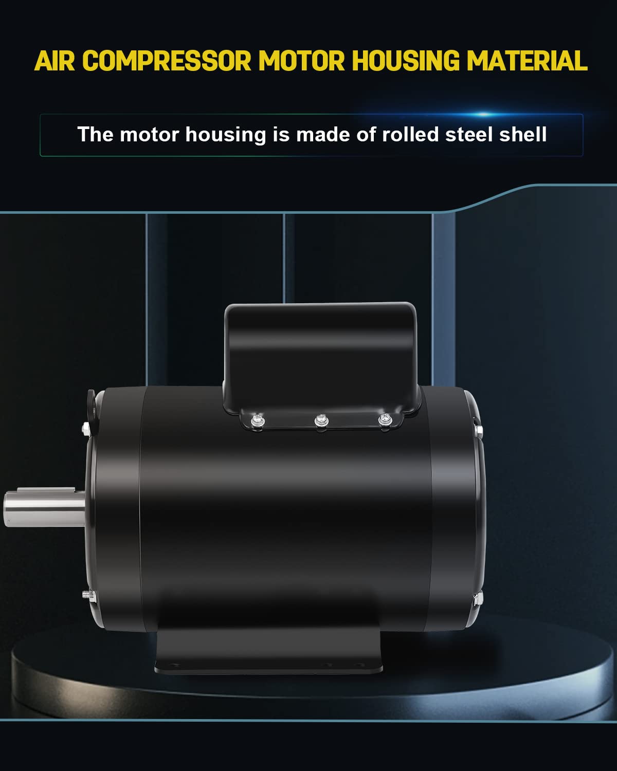 3HP Air Compressor Motor Single Phase Electric Motor 1750RPM 184T Frame ODP 208V-230V 1-1/8“Shaft Diameter Rolled Steel Shell 60HZ