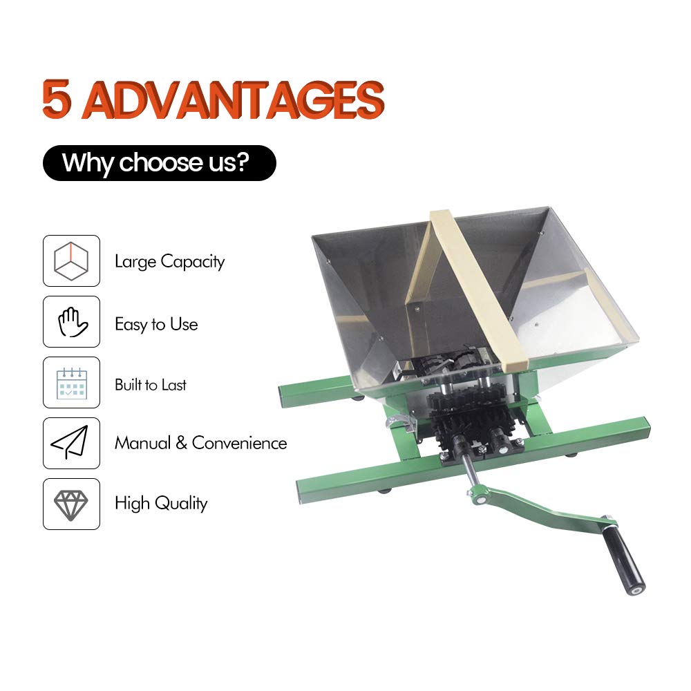 Fruit Apple Crusher and Wine Press with Filter Bag,100% Nature Apple&Grape&Berries Crusher Manual Juice Maker