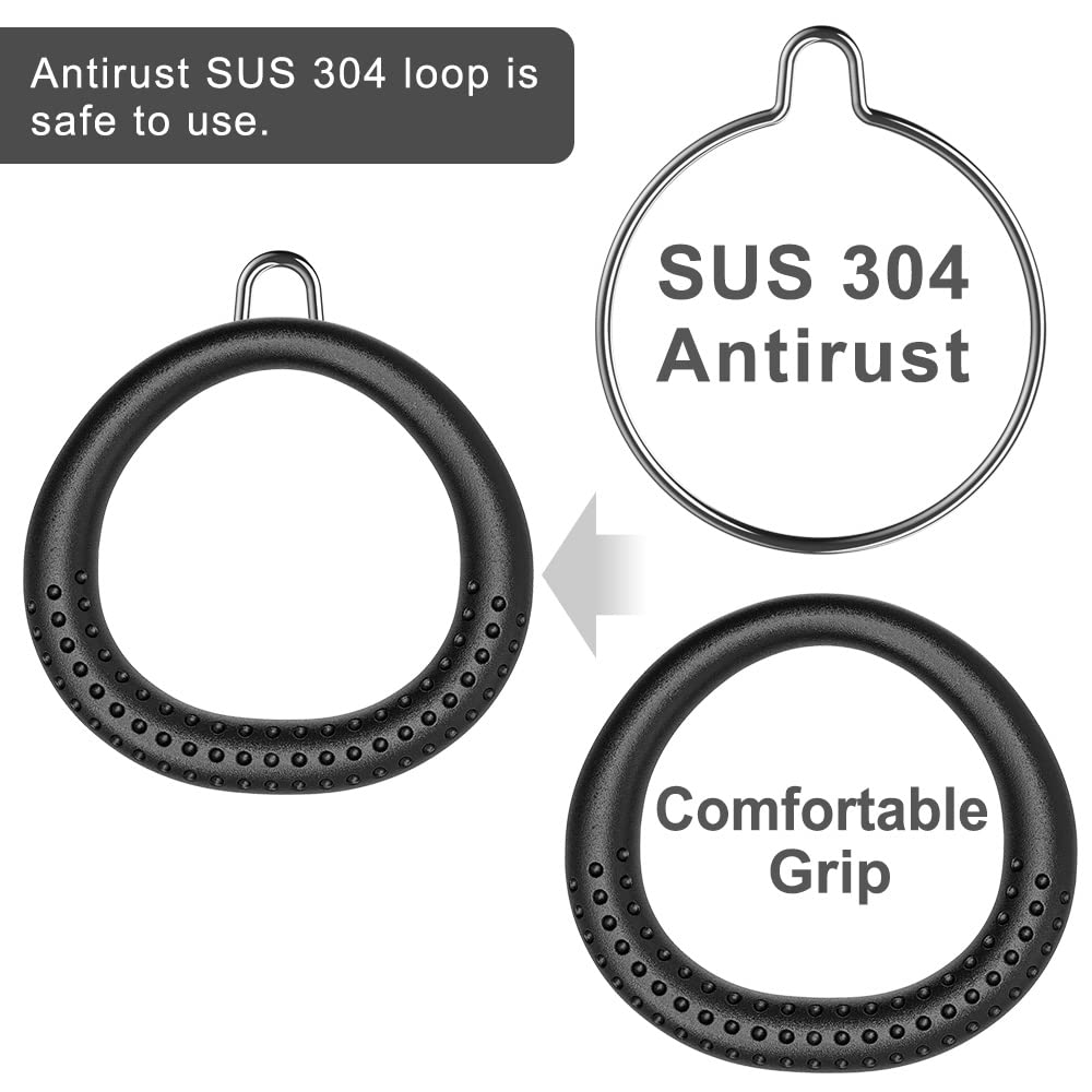 Dolibest 2 Pack of Ninja Gymnastic Rings, Monkey Ring Outdoor Backyard Ninja Accessories Set, Obstacle Course for Training,1000LB Capacity(Black)