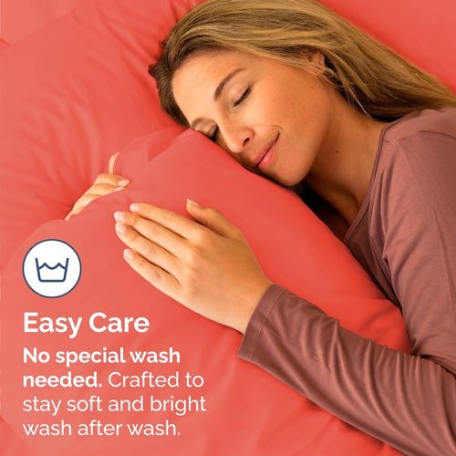 King Standard Pillow Cases by King - Ultra-Soft Hotel Quality | Fade-Free & Wrinkle Resistant - Coral, Set of 2
