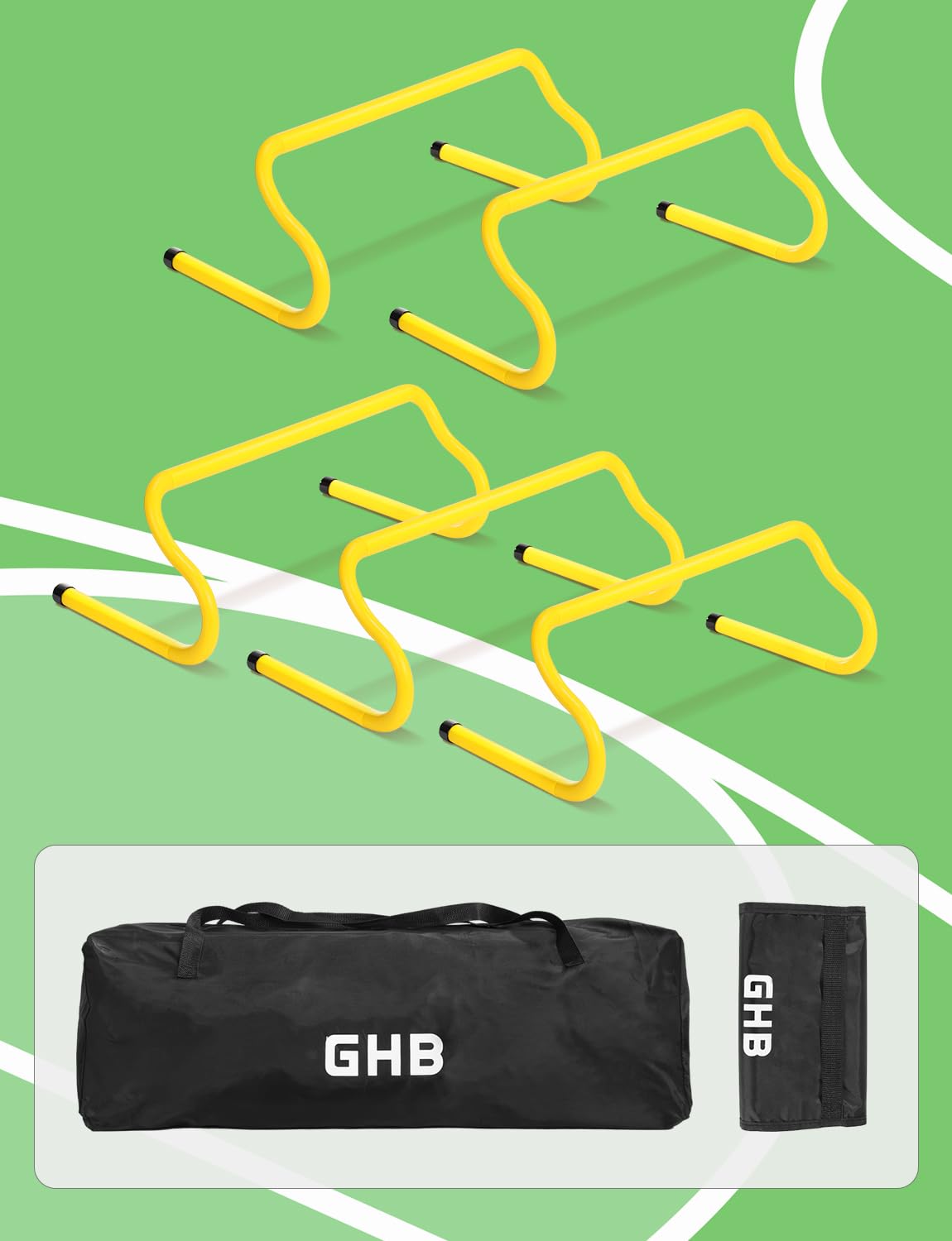 GHB 5 Pack 8" Agility Hurdles Speed Agility Training Hurdles, Detachable Sturdy Hurdles Training Equipment Set with Carry Bag for Kids,Athletes,Soccer,Basketball