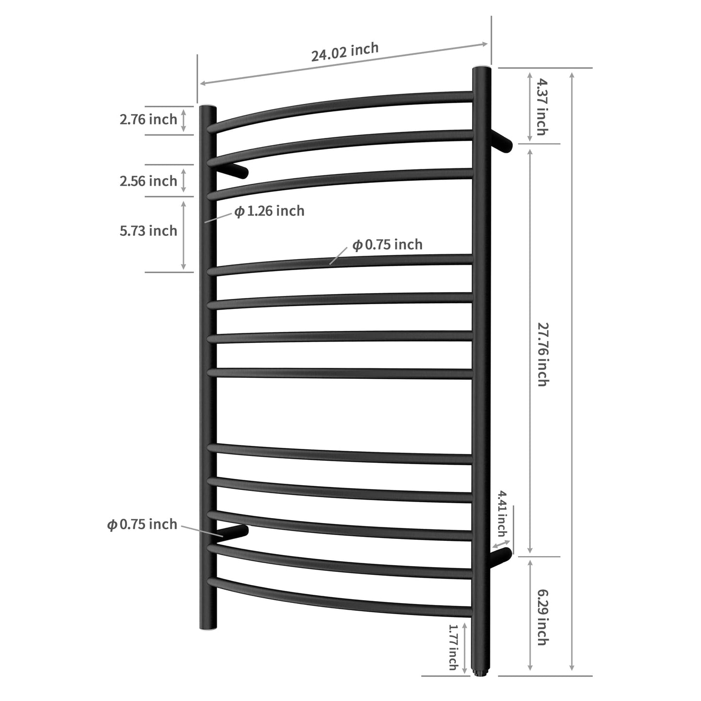 HEATGENE Towel Warmer Wall Mount Electric Plug-in/Hardwired Heated Towel Rack, 4-Supports Matte Black