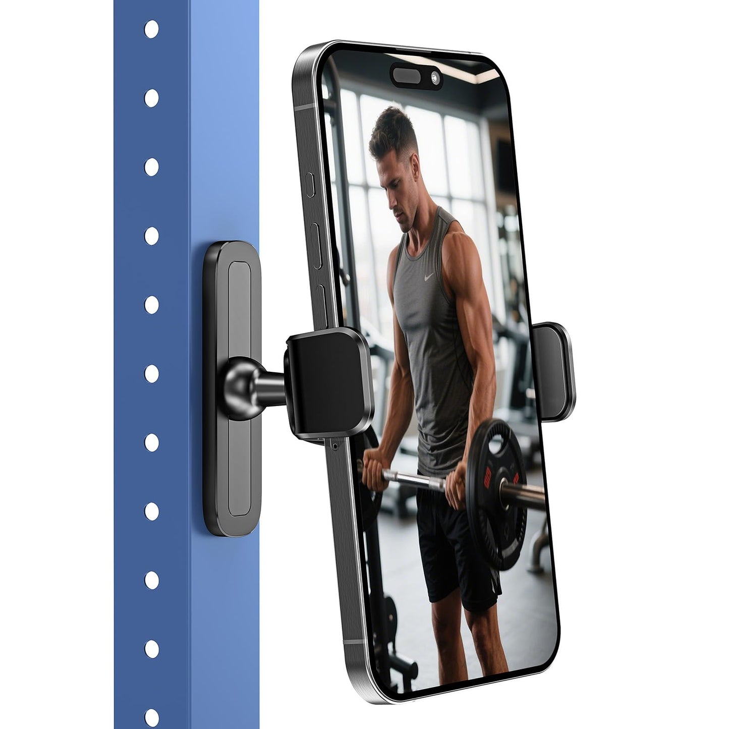 APPS2Car Magnetic Phone Holder for Gym, Alloy Base and Joint for Strong Hold, 360° Adjustable, Compatible with 4.7-6.5 Inch iPhone & Android Phones, Gym Accessories Gift for Men Women
