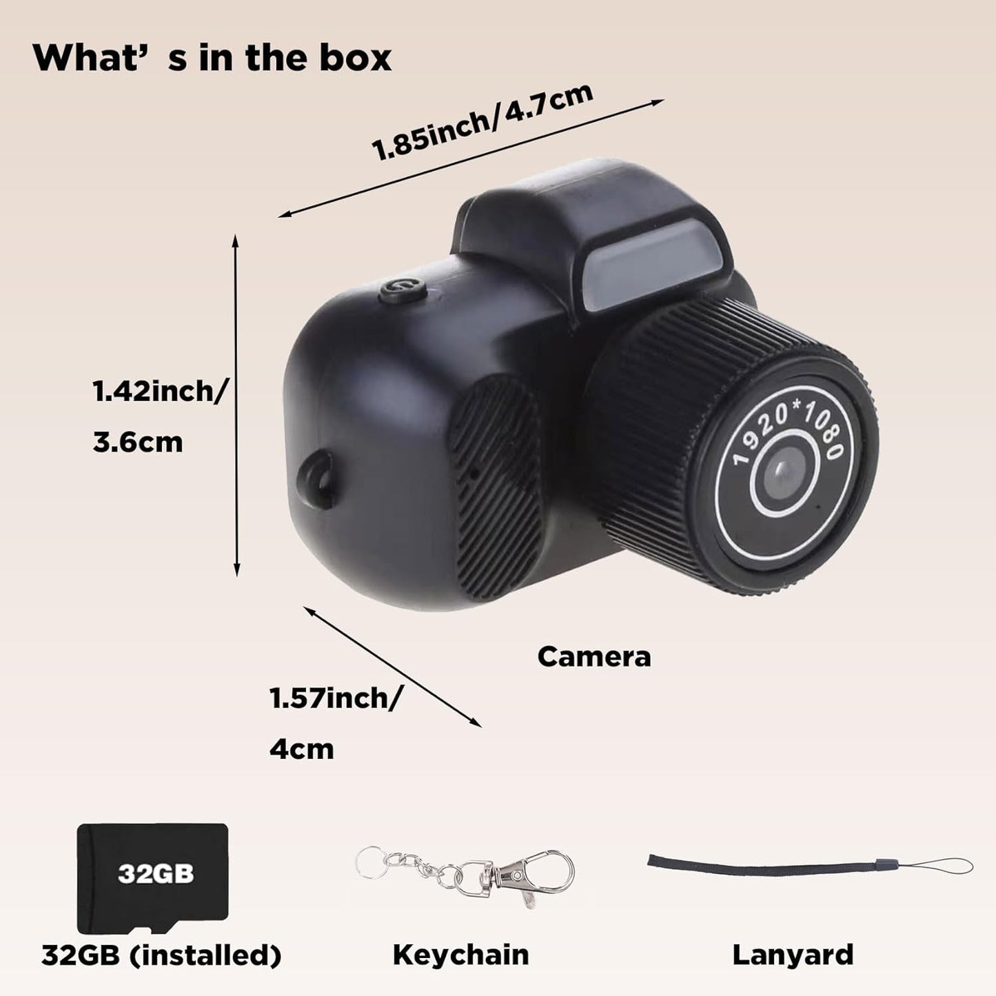 Sniegauu 32GB 1080P 6 Filters,0.96'' Mini Keychain Camera, Retro Micro with Card, Retro Snap Digital Camera HD Tiny