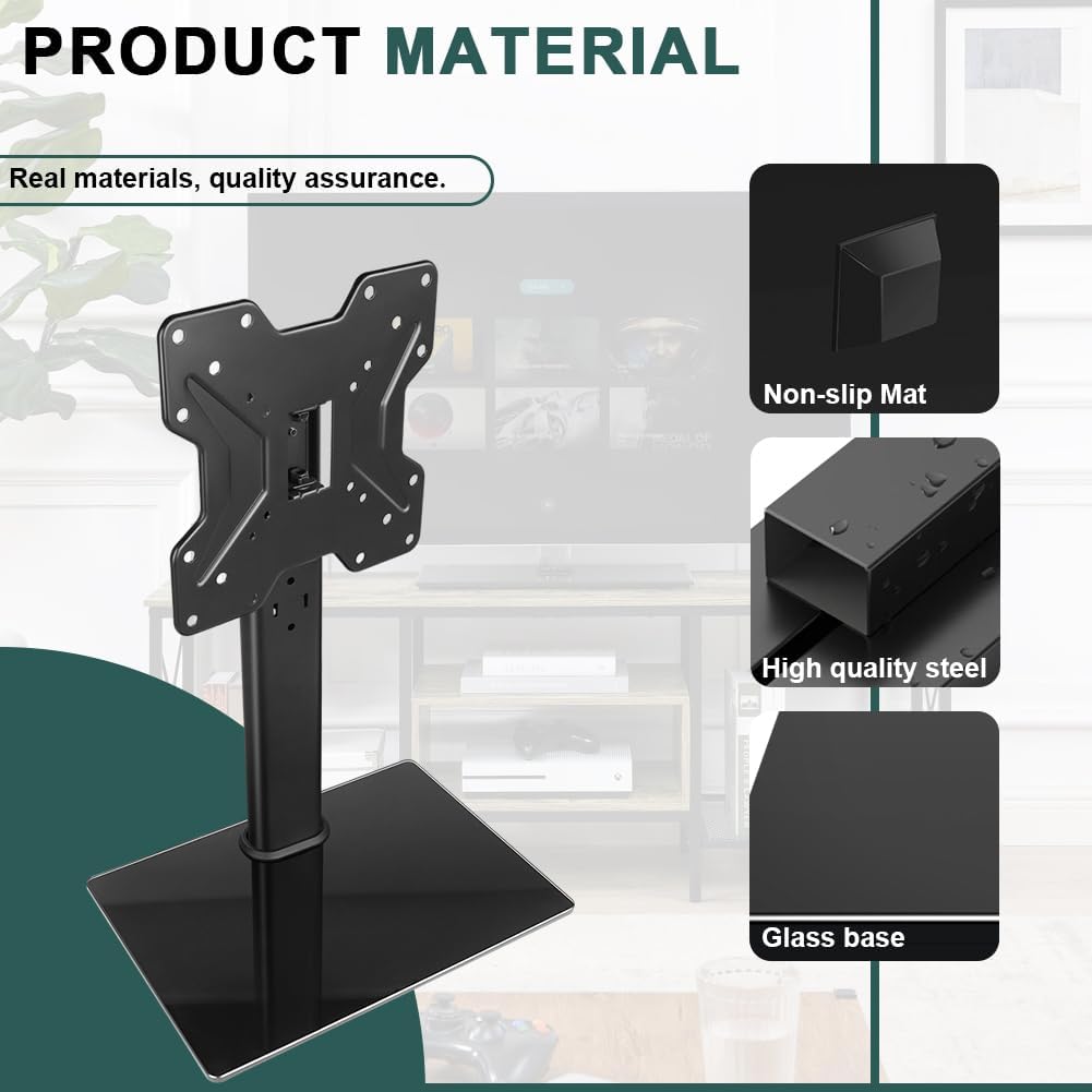 BFTOU 13"43" 4 77lbs Universal TV Stand for TVs Swivel Level Height Adjustable Table Top TV Mount Stand Holds up