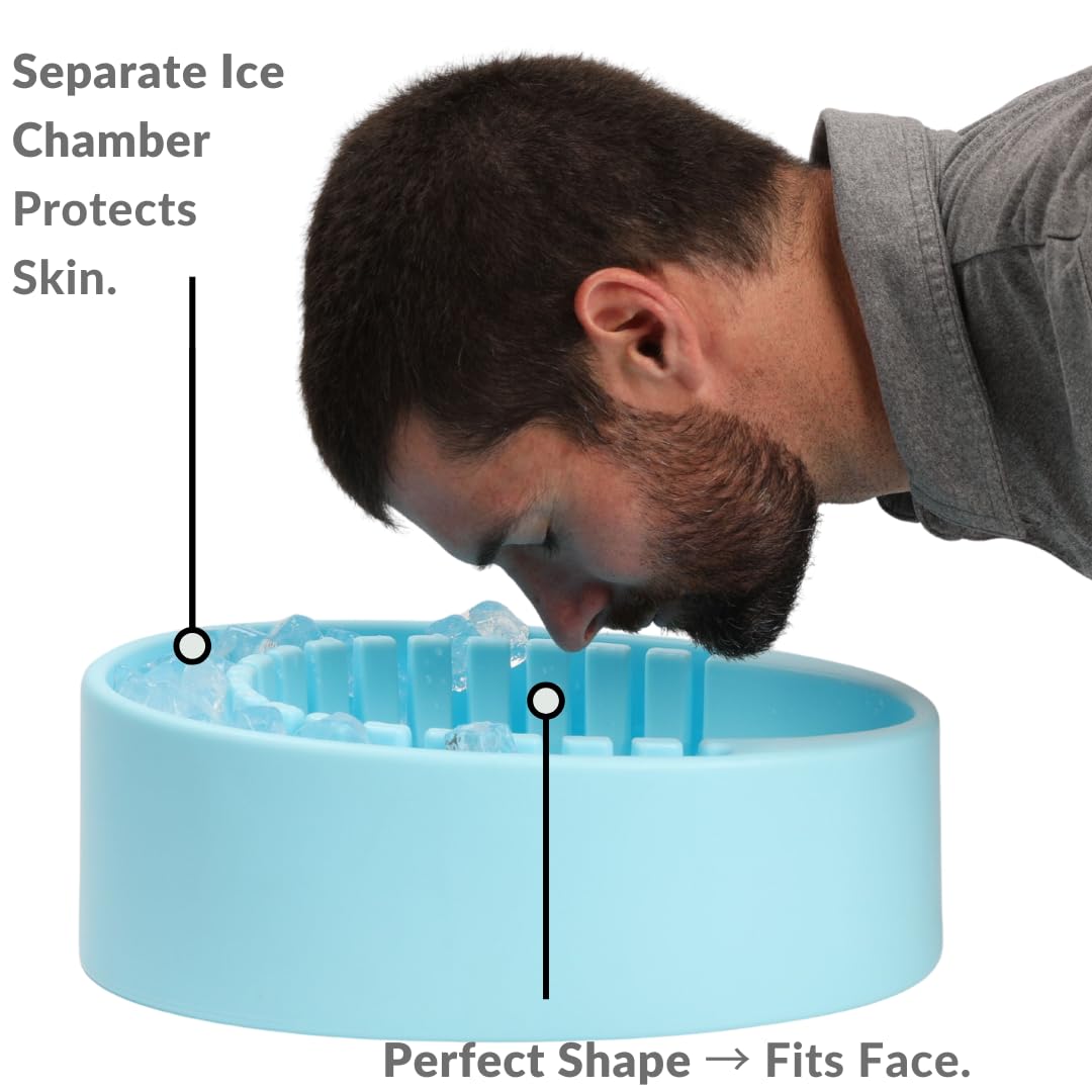 Arauris Facial Cold Plunge Ice Bowl with Separate Chamber for Ice & Breathing Tube - Patented Face Ice Bath Bowl for Cold Water Therapy - Depuffing, Tightening and Brightening Skincare Tool