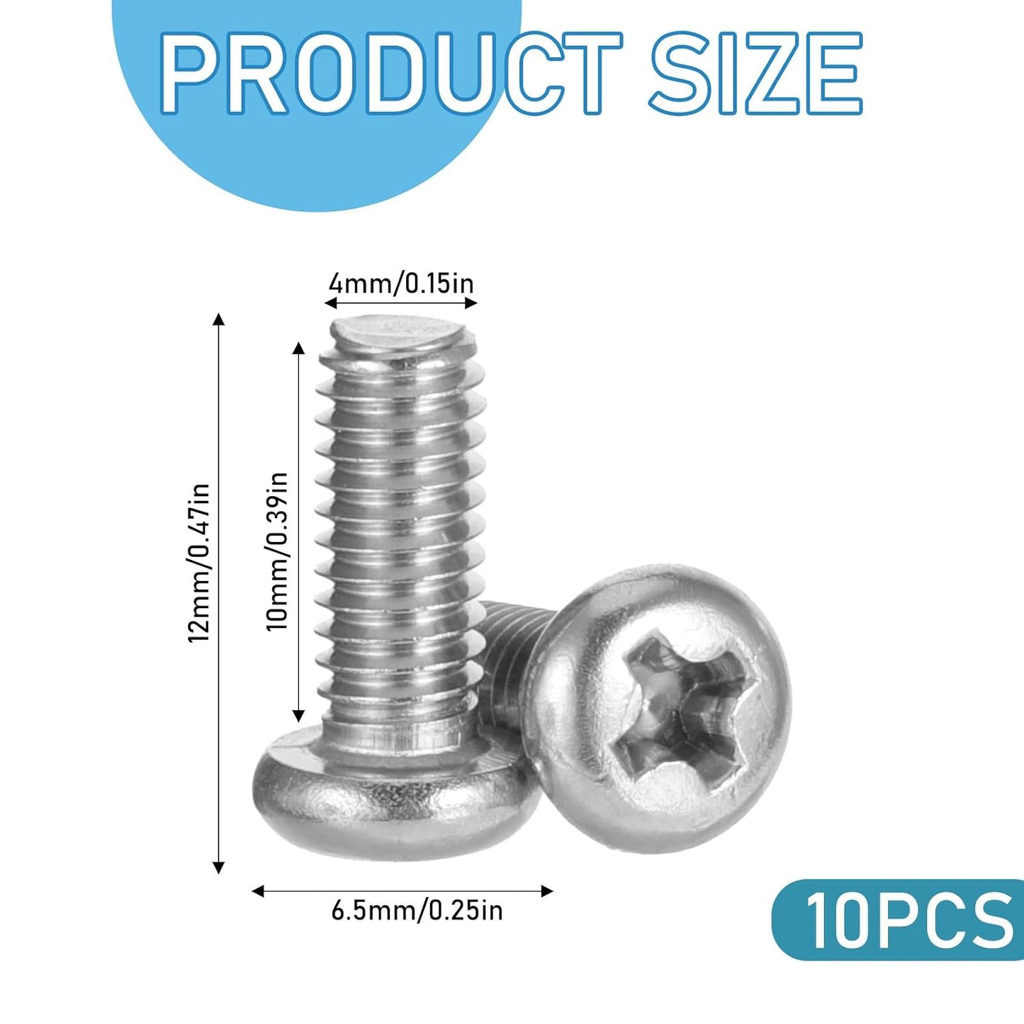 Eldraqth 10pcs M4 10mm Computer TV LCD Monitor Stand Bracket Mounting Screw x Phillips Head Screw for Wall Mount TV