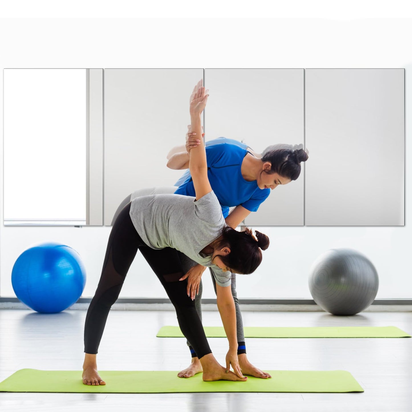 JAMBALAY Tempered Glass Home Gym Mirror, 2Pcs 48"x30" Large Gym Mirror, HD Large Full Body Mirrors for Dance, Yoga, Frameless, Fitness, Garage