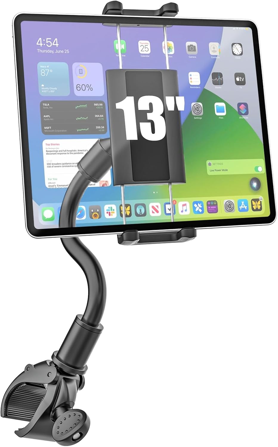 Kolasels 4-13" Spin Bike Tablet iPad Holder - Long Arm Gooseneck Tablet Mount Clamp for Indoor Bike Peloton, Treadmill