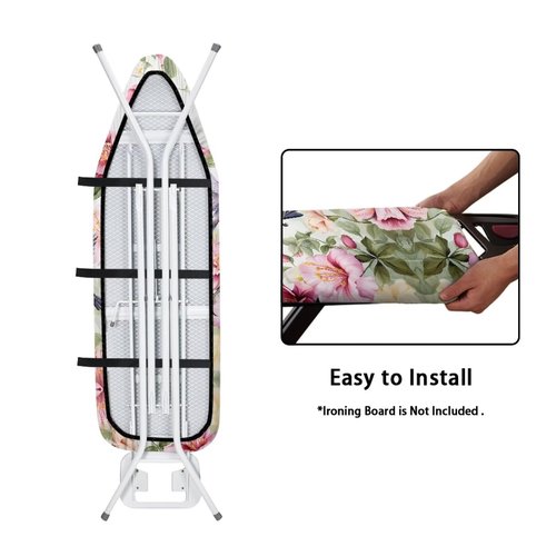 Hummingbird Floral Ironing Board Cover Standard Size 15x54, Thick Padding Elastic Edge Resist Scorching and Staining Heavy Duty Padded Iron Board Covers