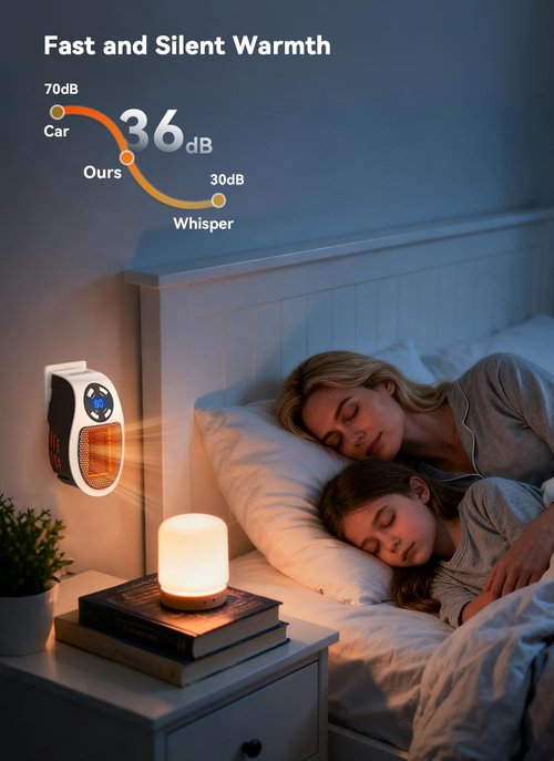 Brightown Wall Plug In Heater 450W, Portable Outlet Heater with Remote, Clear LED Display, Small Wall Heaters for Indoor Use with Adjustable Thermostat and 12H Timer for Bathroom Room Office, 2 Pack