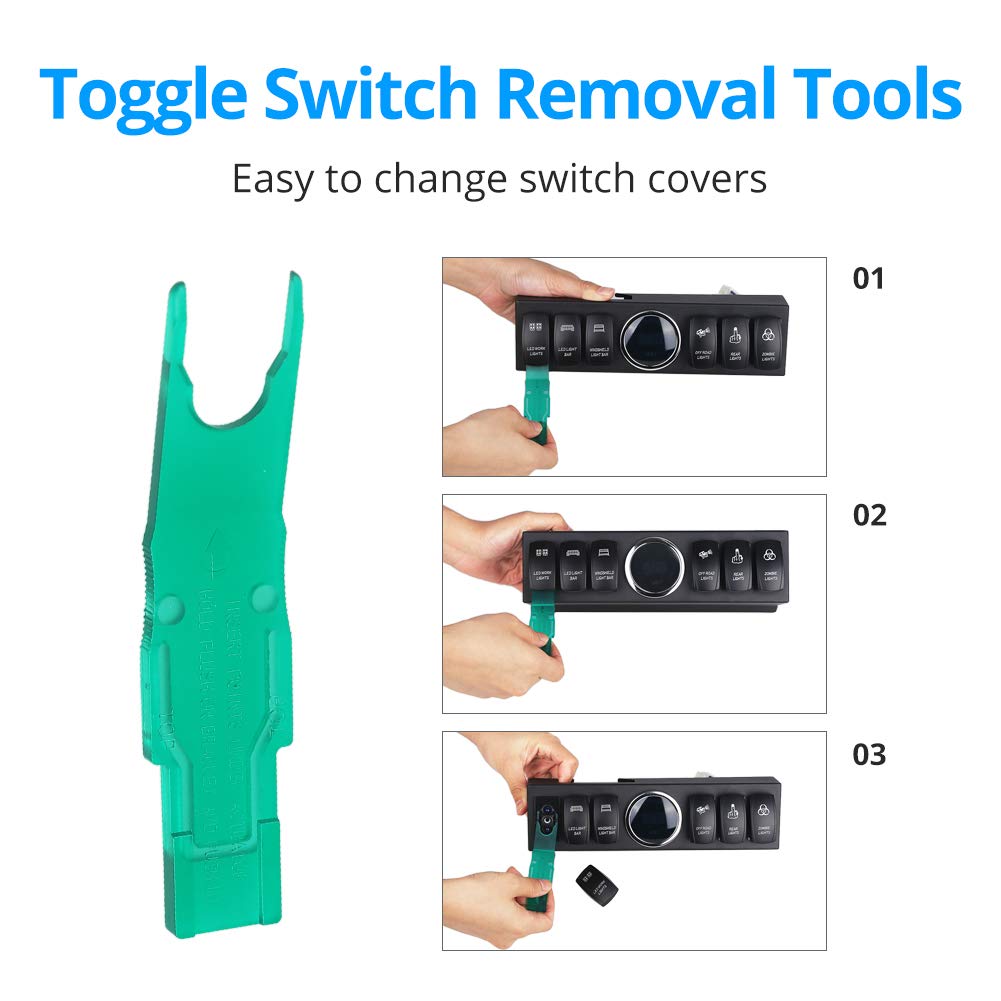 WATERWICH 6-Switch Pod Toggle Panel Overhead and Source Control System Box Wiring Harness Kit With 12 Covers & Clip Remover Compatible With Jeep Wrangle (Red)