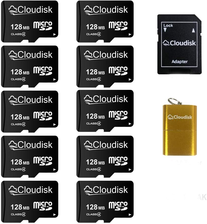 Cloudisk Pack 10 128MB 128GB) C4 (128MB=0.128GB) of Micro SD Card Small Capacity (Not Memory Card with Adapter, Card