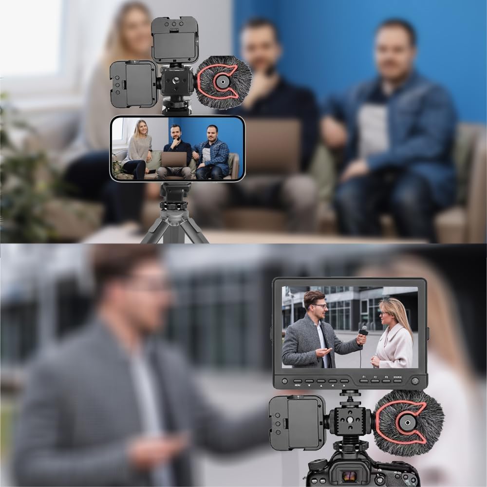 3 1/4"-20 Port Cold Shoe Mount with Thread for Camera Cage Flash LED Monitor Microphone etc., Aluminum Camera Triple