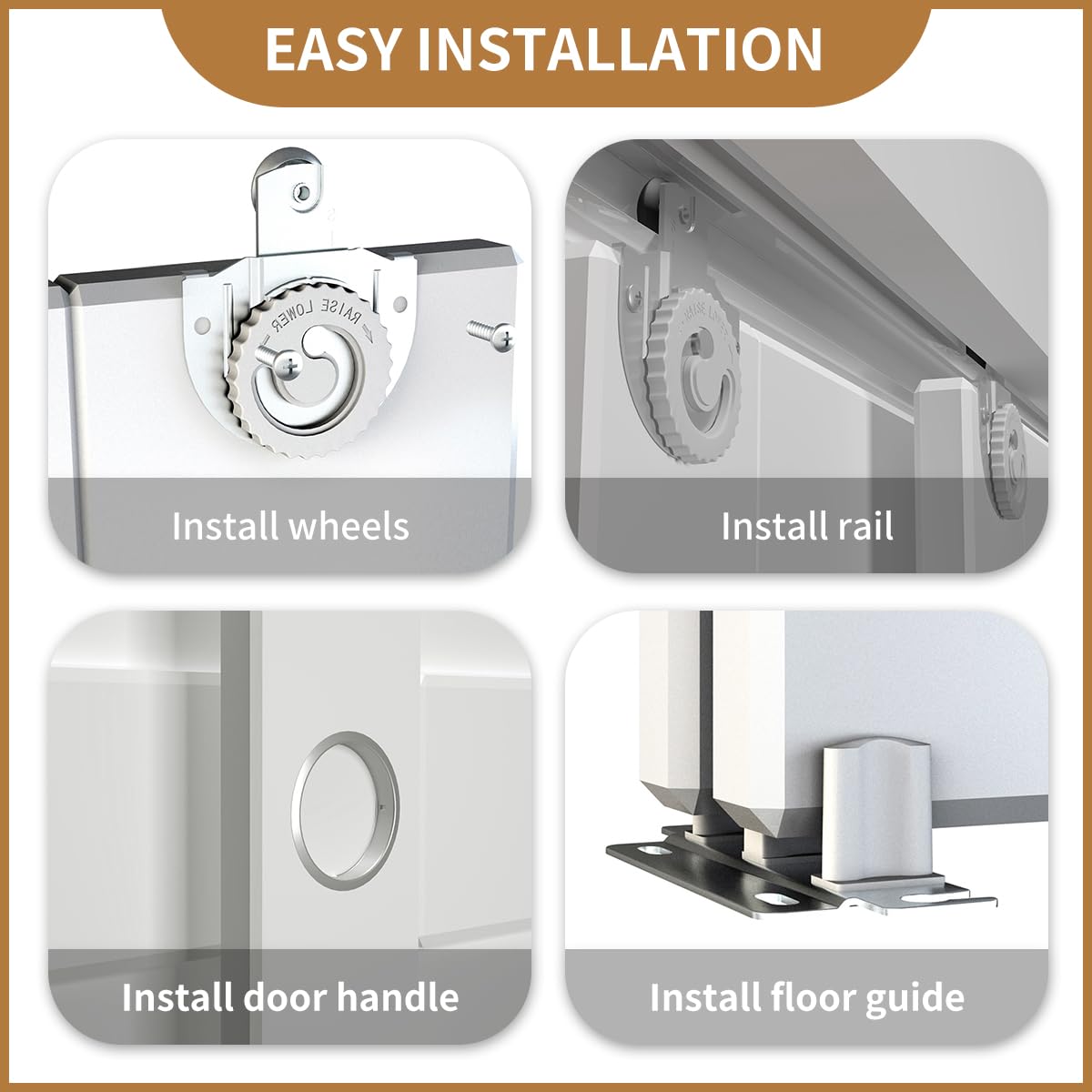 SongYung Bypass Sliding Door Hardware 48", Bypass Wardrobe Closet Door Track Set, Smoothly and Quietly, for 2 Door System