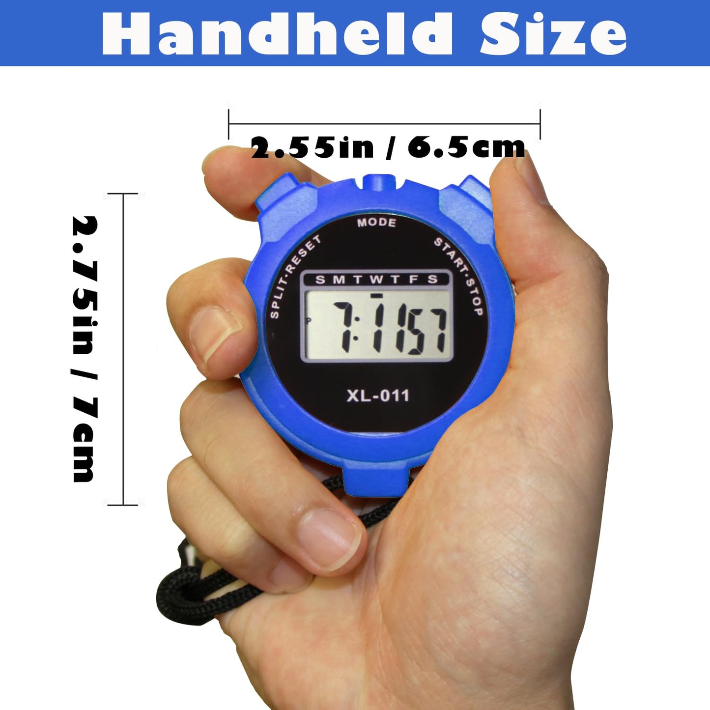 6-Pack Multi-Function Electronic Digital Sport Stopwatch Timer, Large Display with Date Time and Alarm Function, Sports Coaches Fitness Coaches and Referees (Blue)