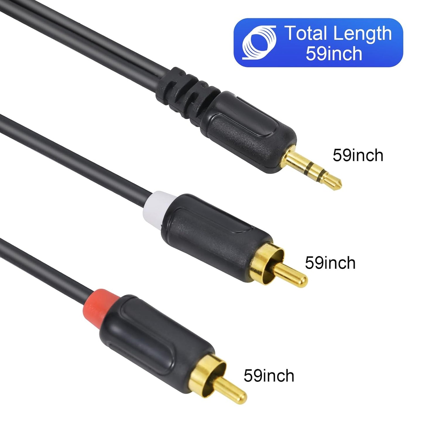 Zhaumim 59IN/5FT 2RCA RCA Cables - Stereo Jack to Plugs for Smartphone, Tablet, HDTV, DVD Player, Home Theater