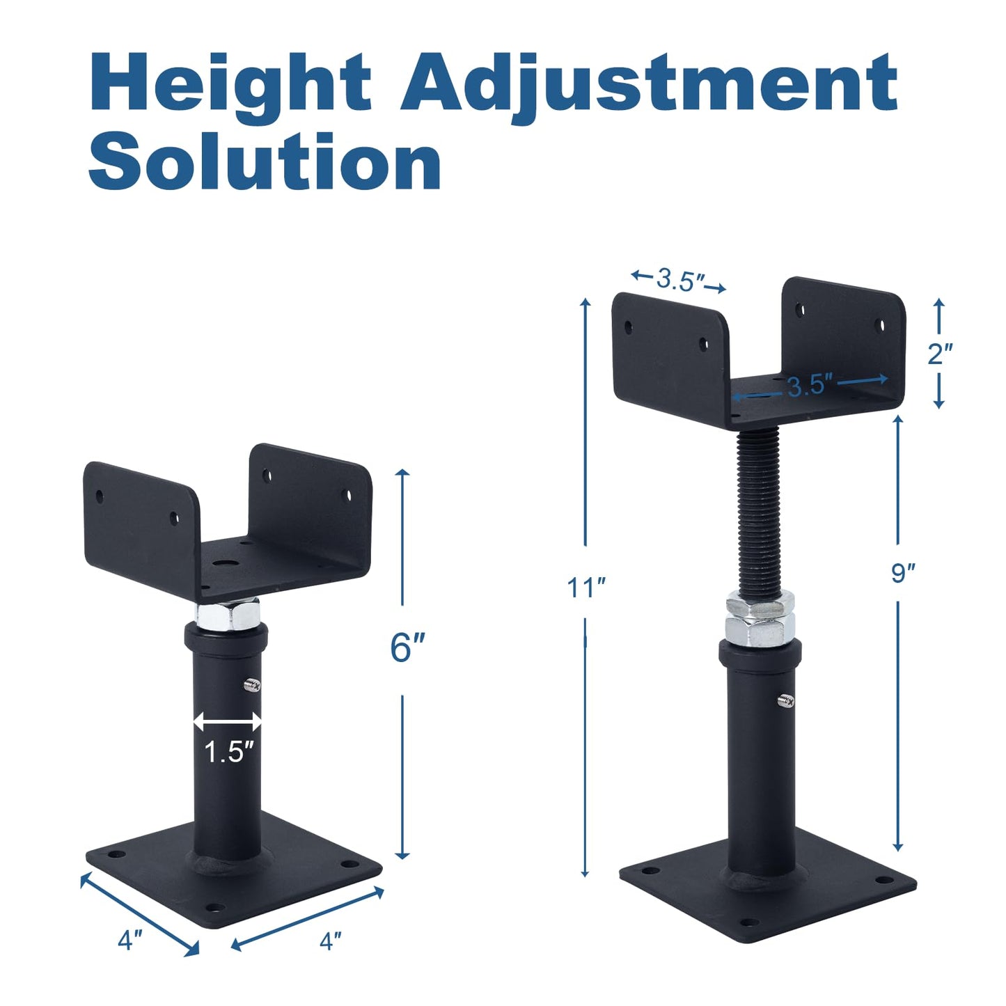 YMSZGBZG 4 Pack U-Shaped Floor Jack, Heavy Duty Adjustable Steel Telepost with U-Head for 4x2, 4x4, 4x6 Joists, 6-9 Inch Adjustment Range, Screw Jack Post for Beam Support & Leveling