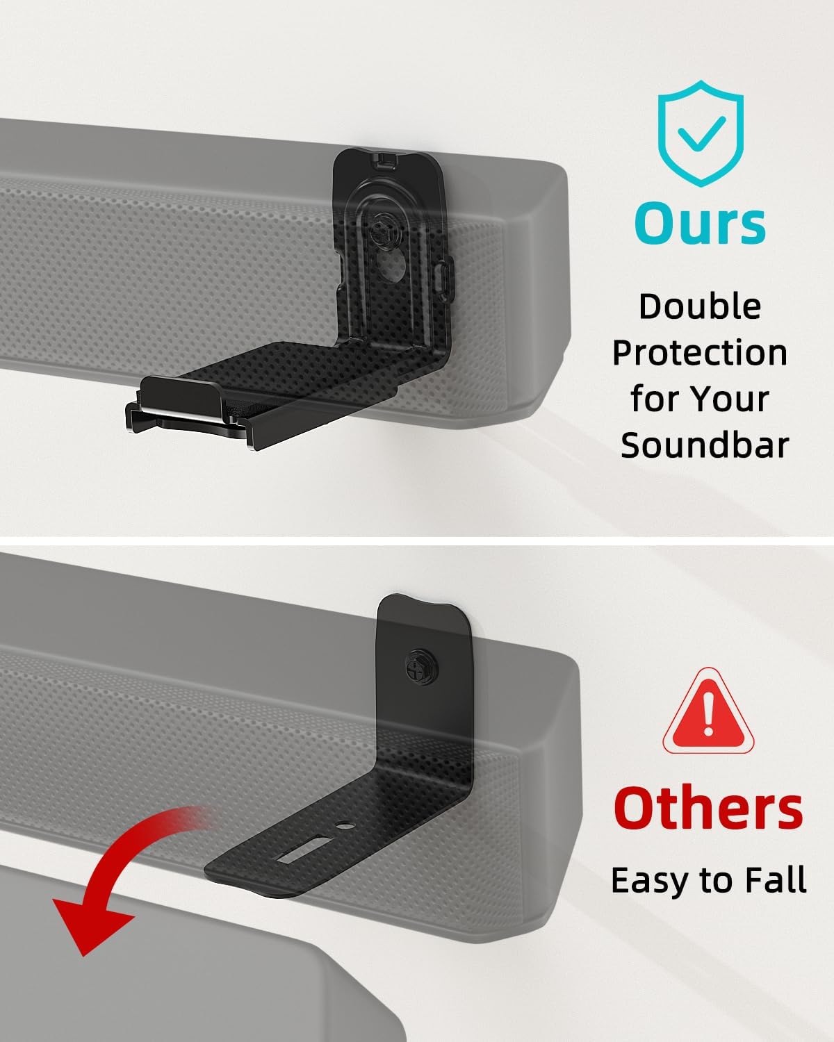 HCMOUNTING 33 LBS 3.5"-6.3" Universal Soundbar Wall Mount Bracket- for Samsung, Sony, Bose, LG, Vizio, Sonos & More