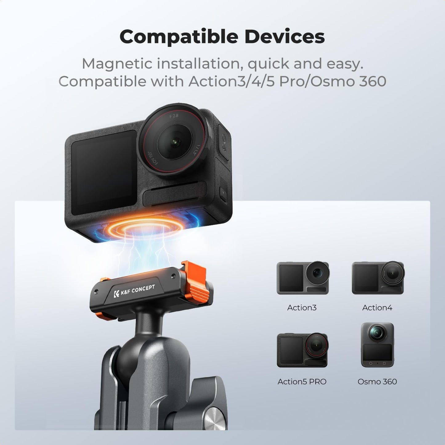K&F CONCEPT 360 5 Pro/4/3 Super Clamp Camera Mount with Dual Ball Head, Bike/Motorcycle Handlebar Tube Mount Quick